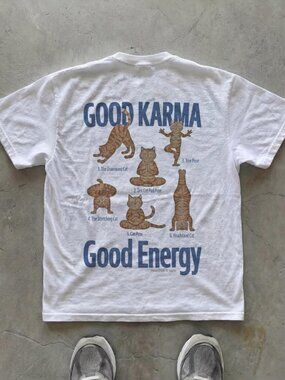 Good Karma Cat T-Shirt, Yoga-Inspired Cat Cotton Tee